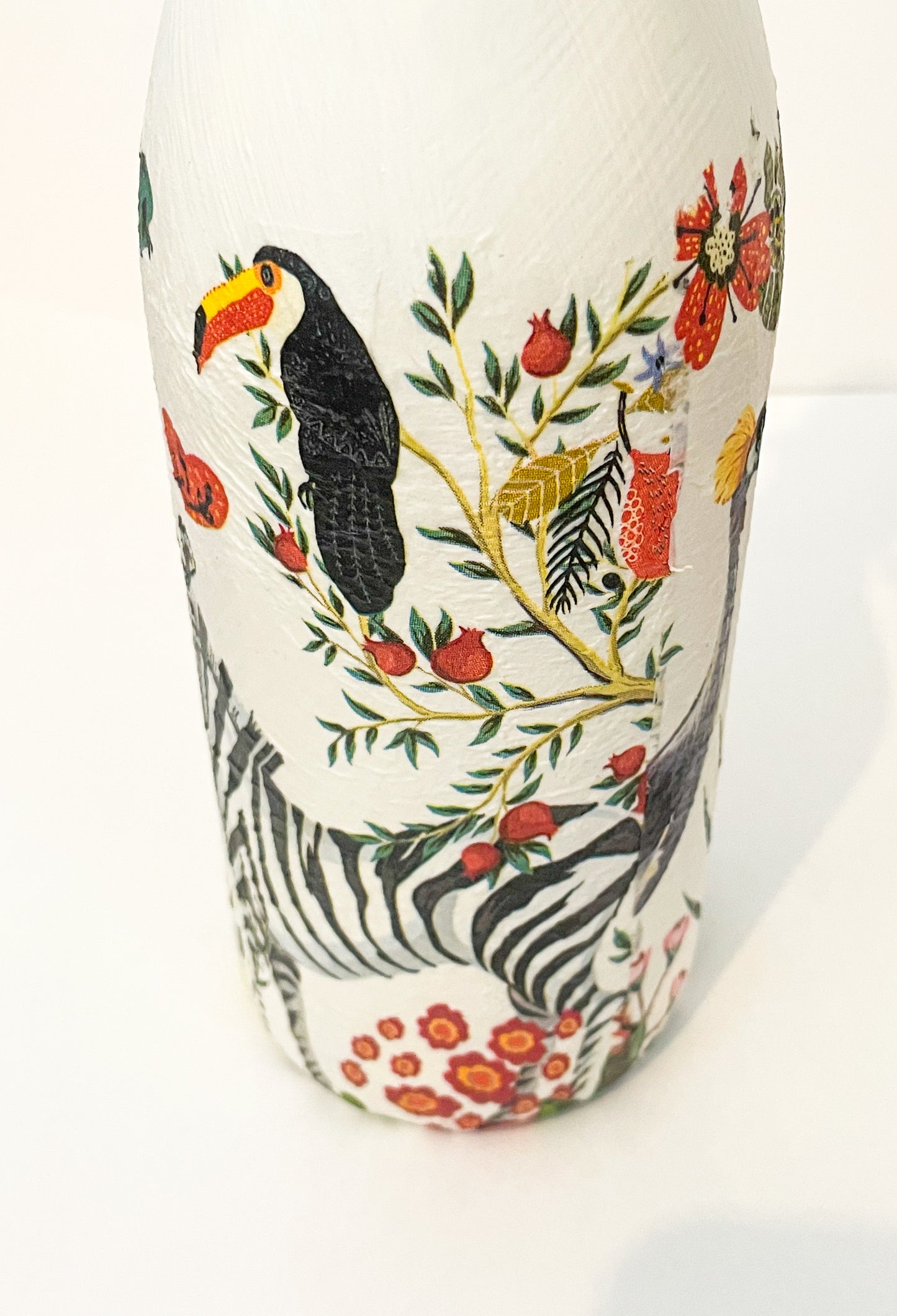 Jungle Wonders Decoupage Bottle