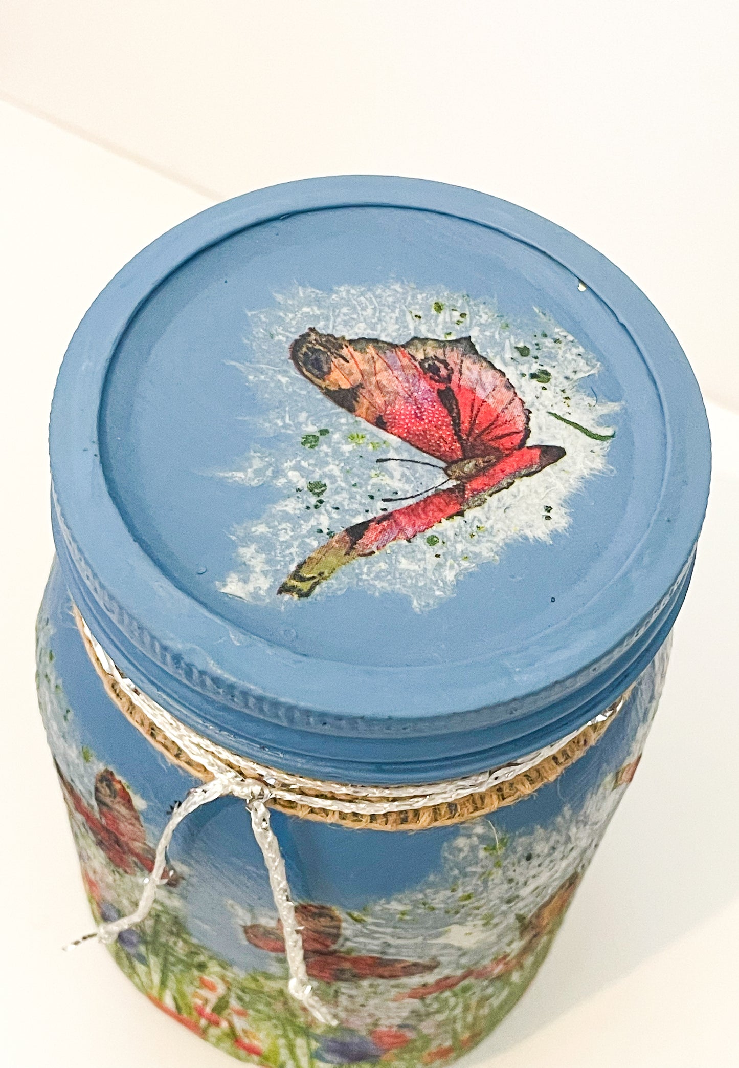Butterfly Fields Decoupage Bottle