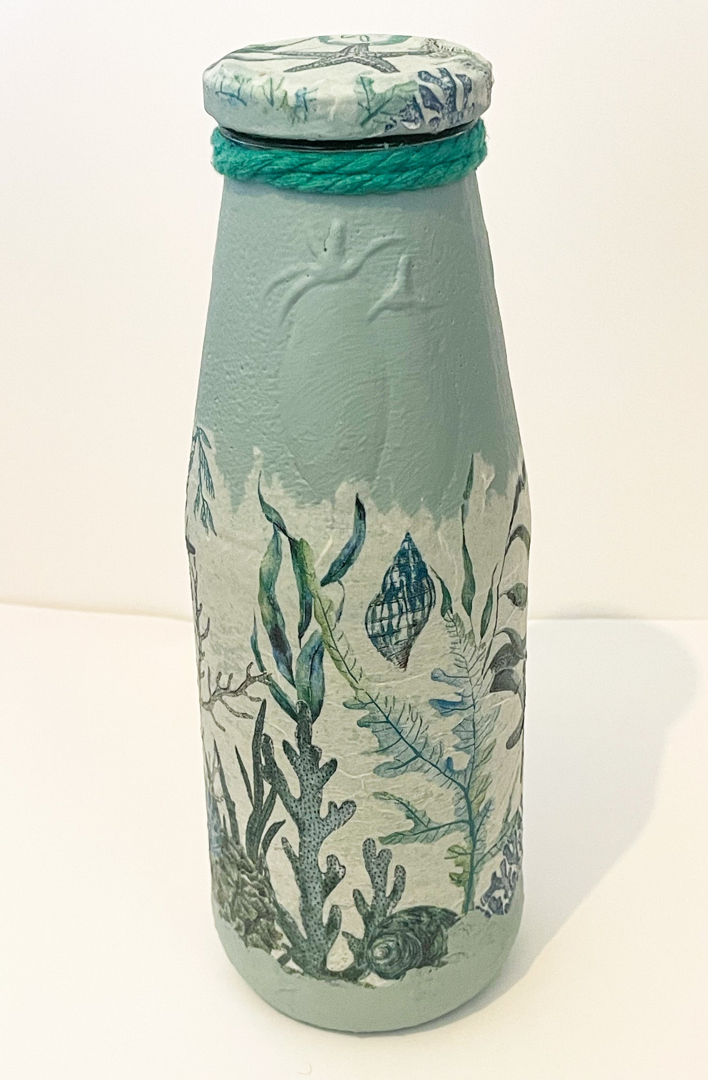 Under The Sea Decoupage Bottle