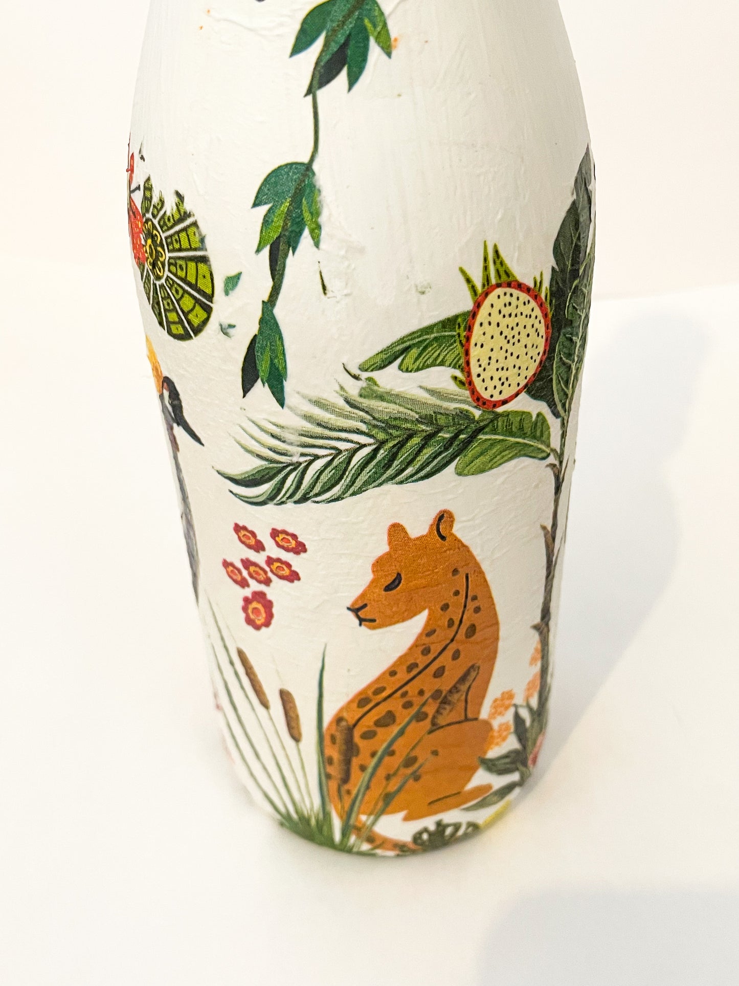 Jungle Wonders Decoupage Bottle