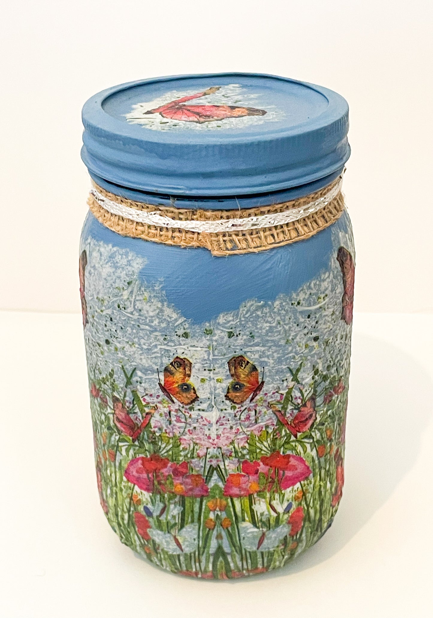 Butterfly Fields Decoupage Bottle