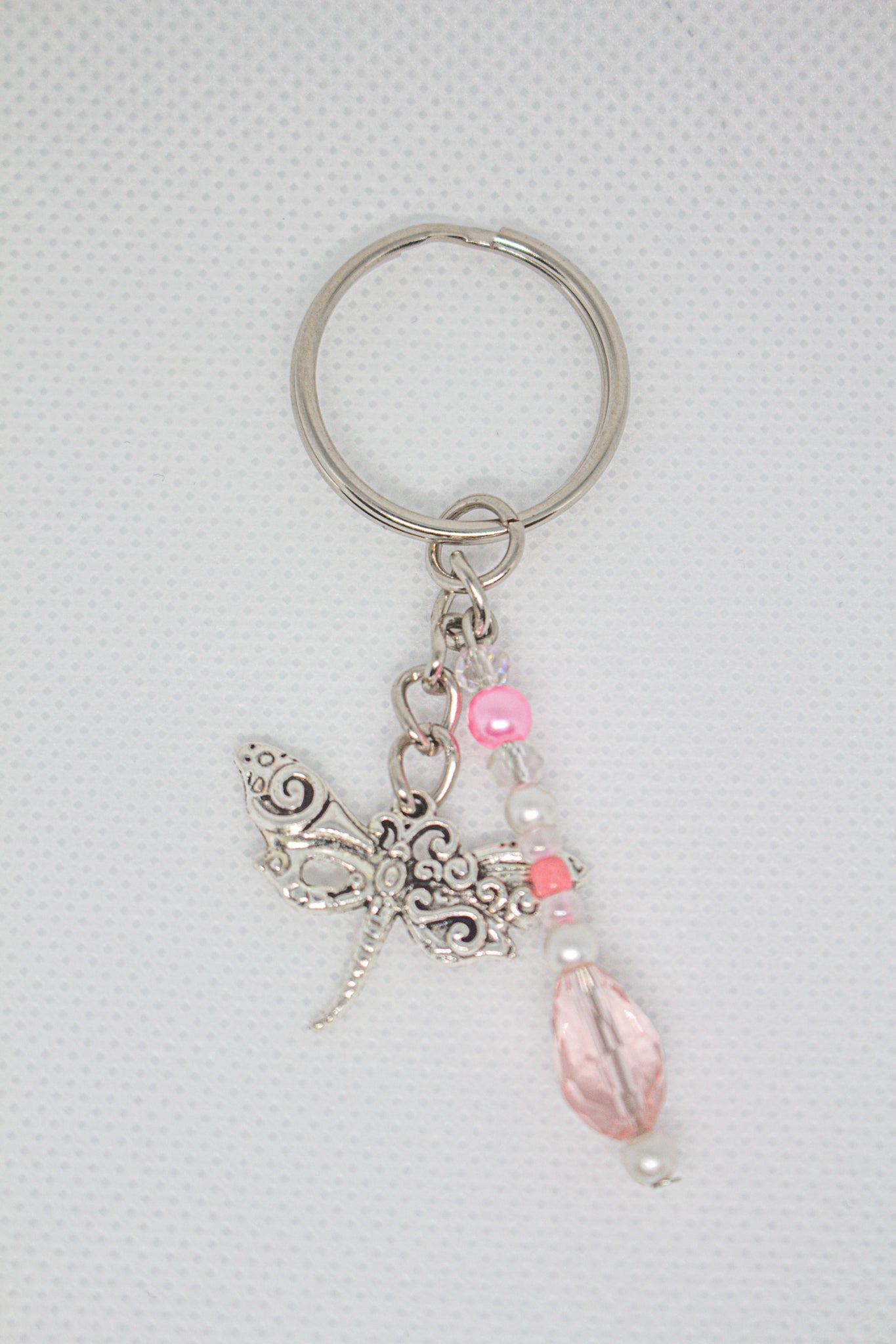 Pink Dragonfly Keychain