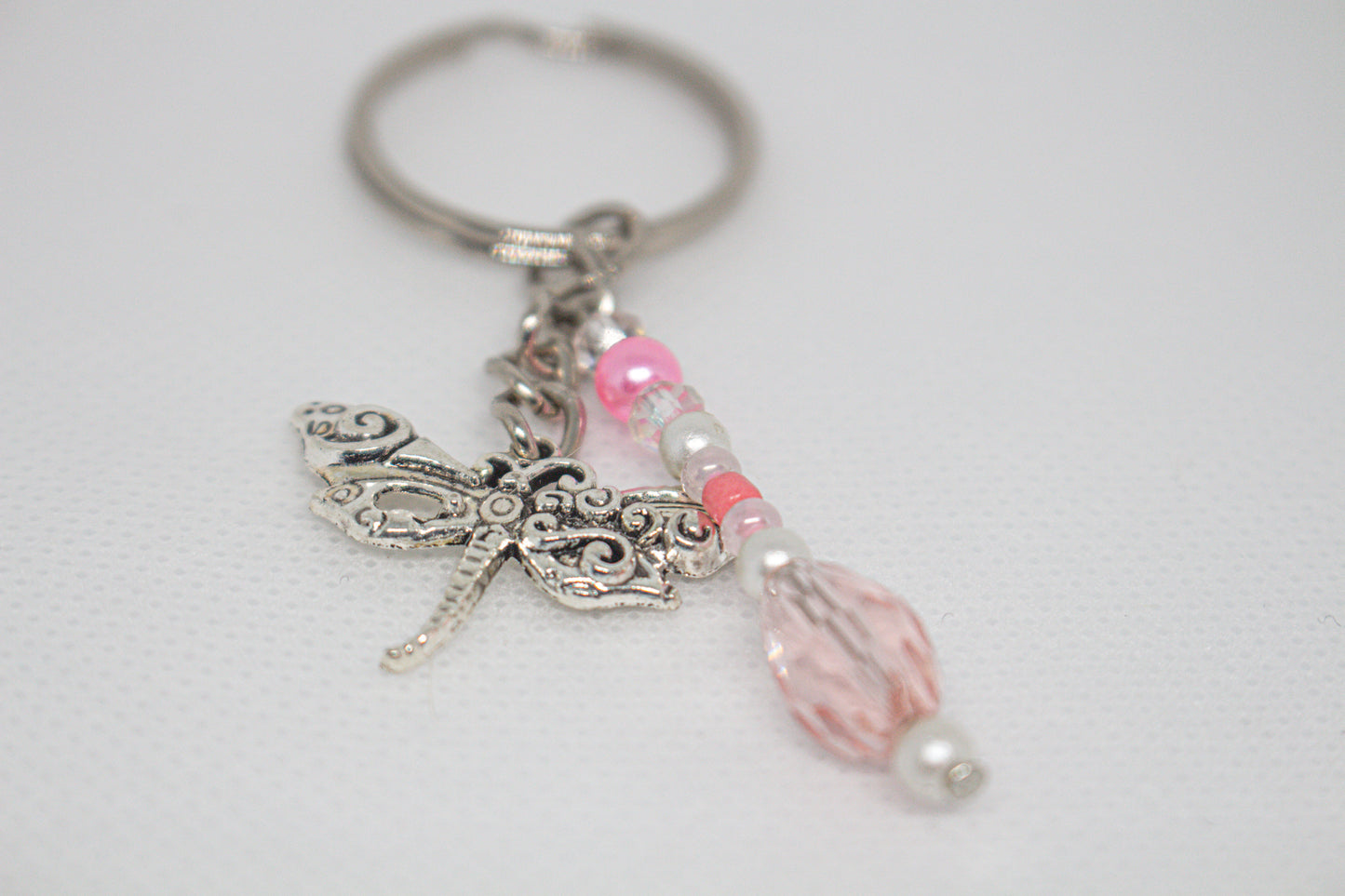 Pink Dragonfly Keychain