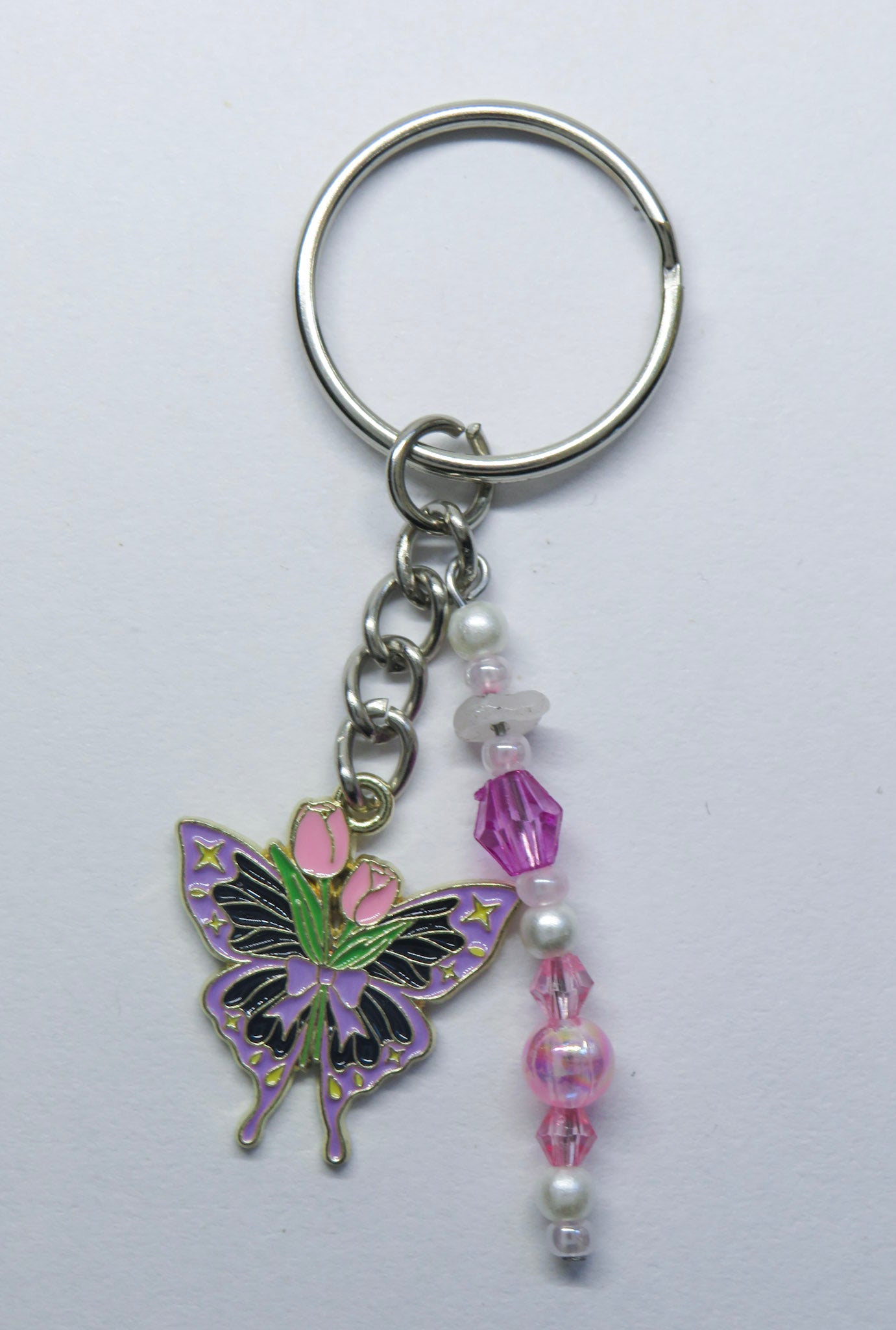 Flower Butterfly Beaded Keychain