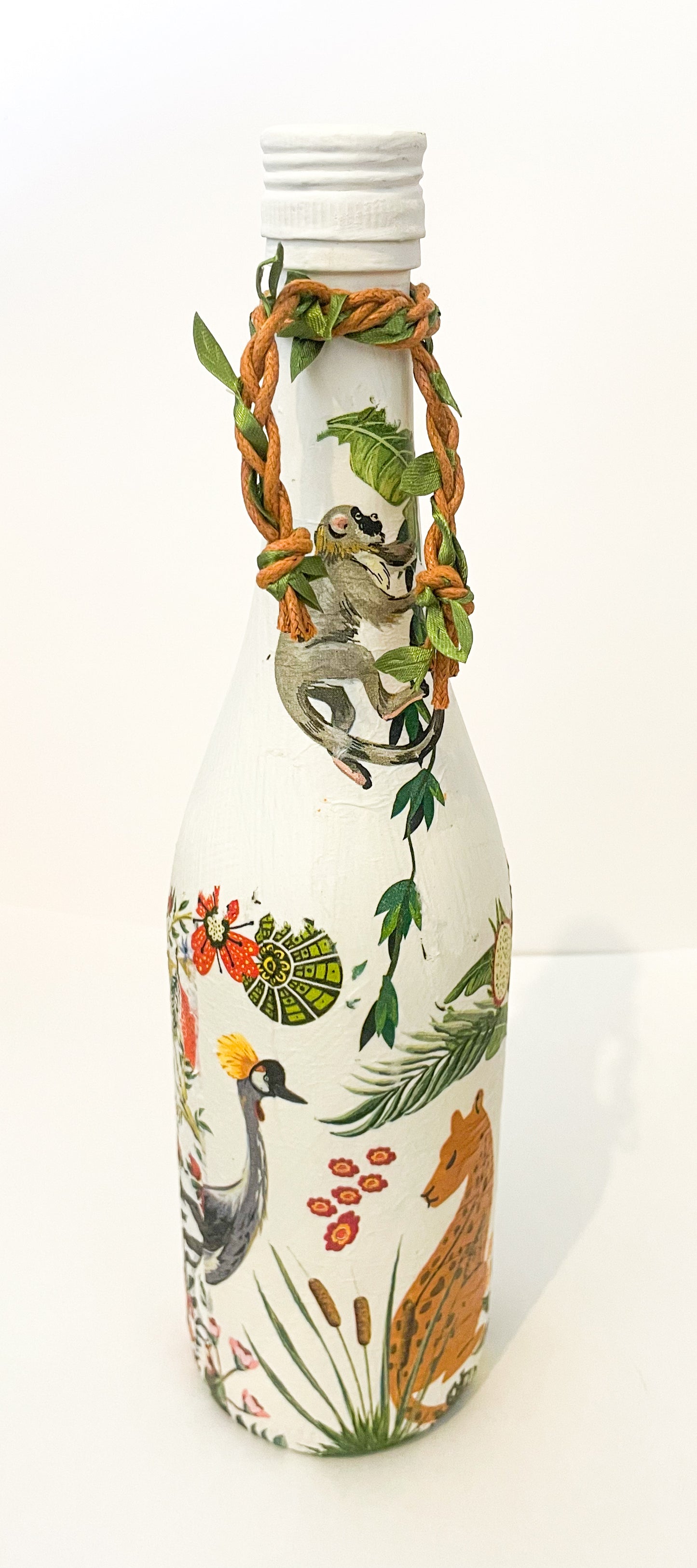 Jungle Wonders Decoupage Bottle