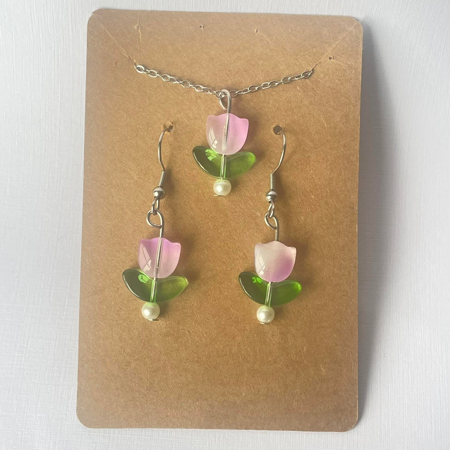 Purple Tulip Earring/Necklace set: Jewellery