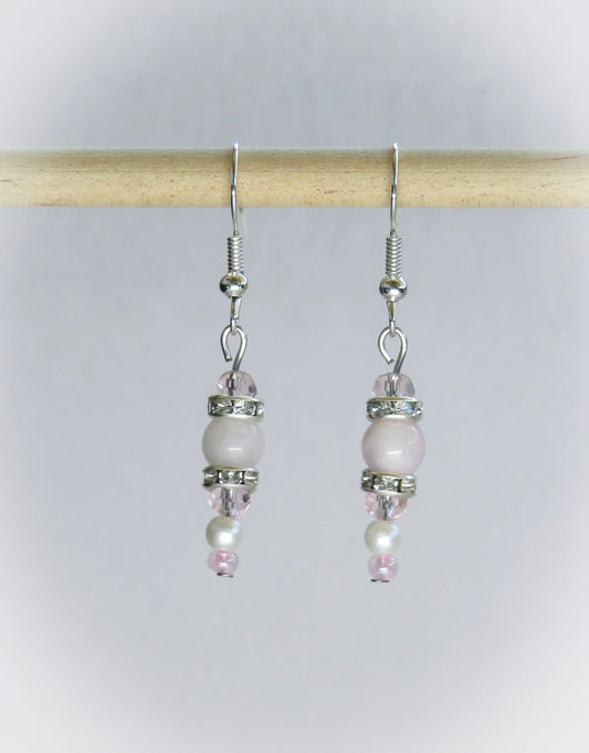 Rose Quartz Crystal Earrings