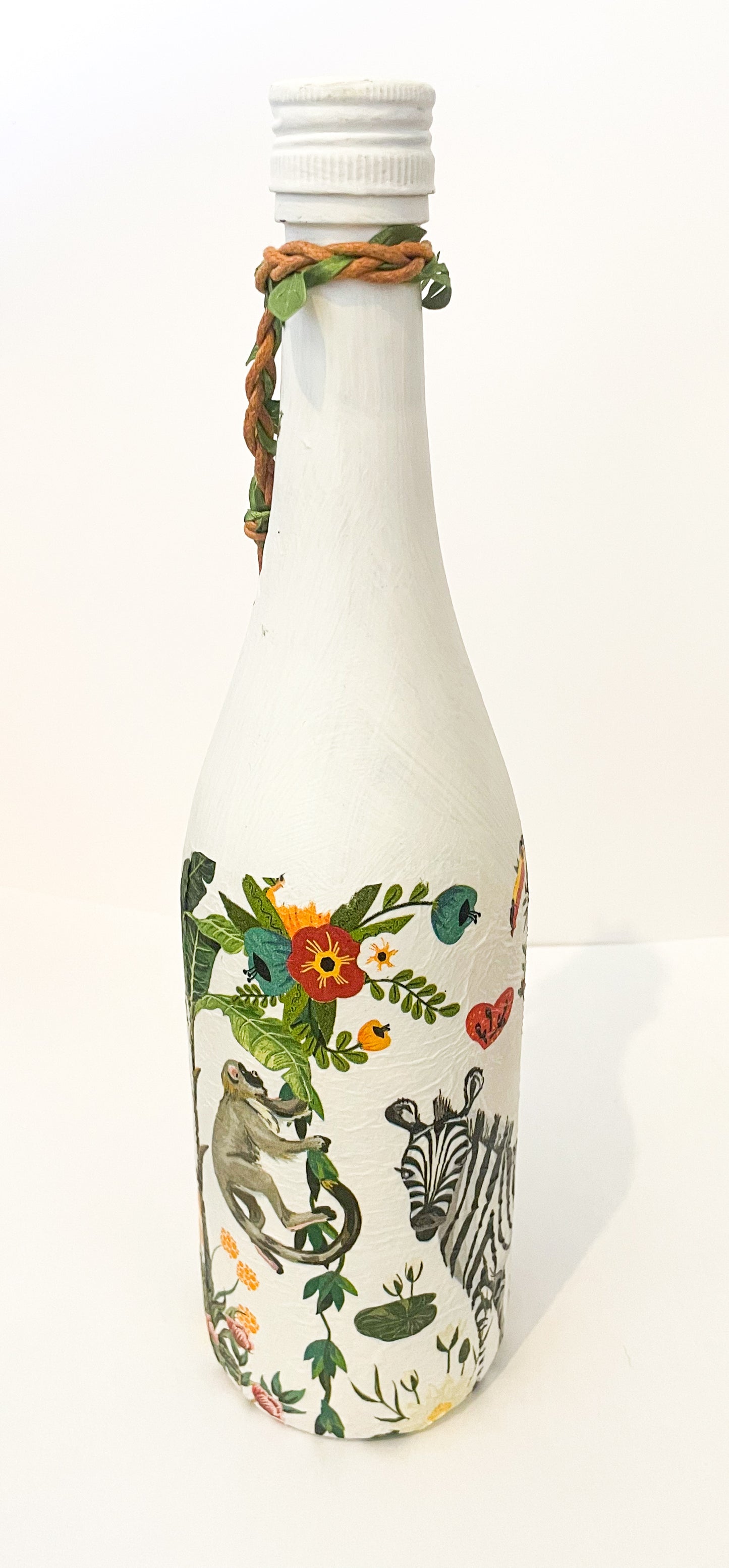 Jungle Wonders Decoupage Bottle
