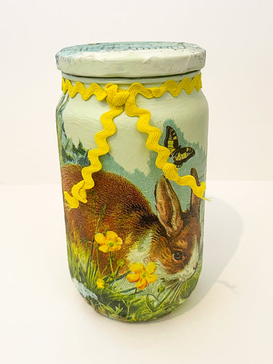 Bunny Hollow Decoupage Jar