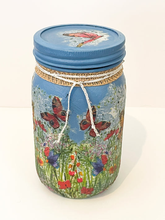Butterfly Fields Decoupage Bottle