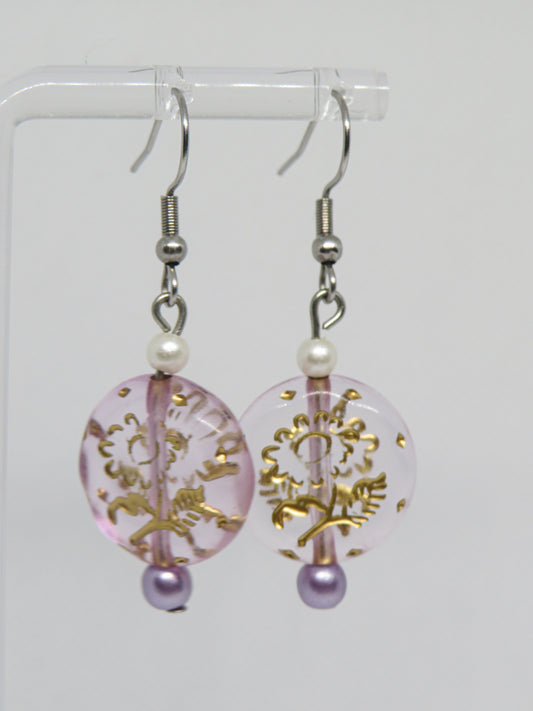 Purple and Gold Earrings