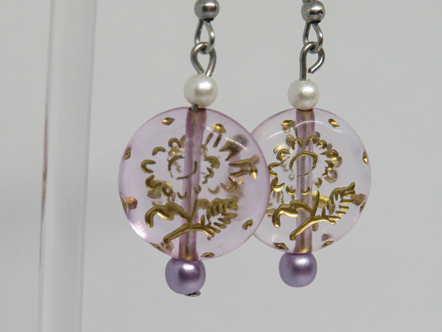 Purple and Gold Earrings