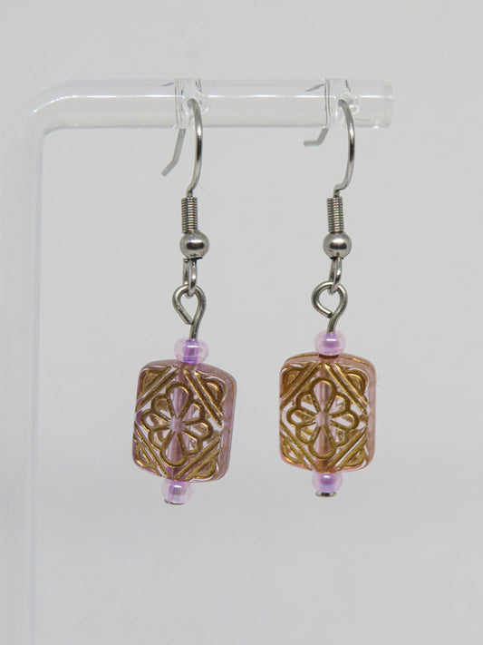 Purple and Gold Earrings